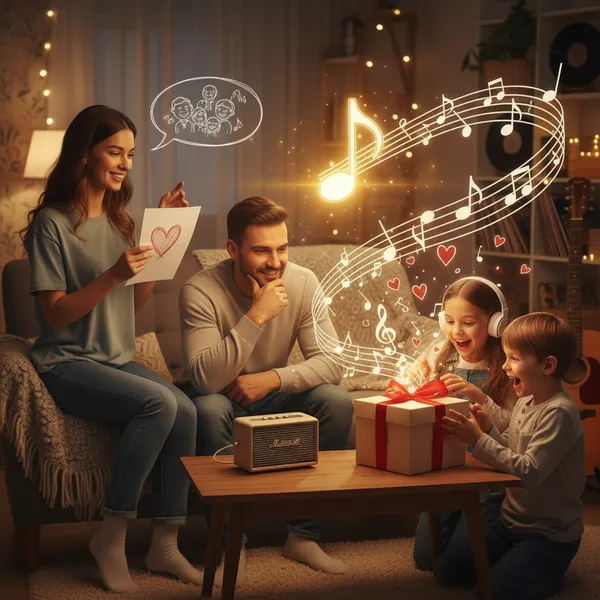 Die Familie hört Lieder